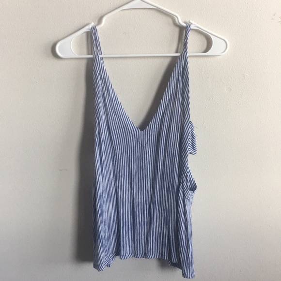 Lulus Tops - Adrift Navy Blue and White Striped Tank Top